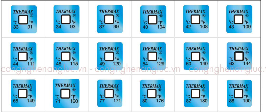 Giấy ghi nhiệt độ Thermax 1 Level - Thermax-Encapsulated Indicators Giấy ghi nhiệt độ Thermax 1 Level - Thermax-Encapsulated Indicators